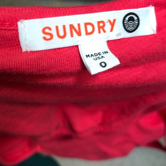 Anthropologie Sundry Ruffle Hem Spaghetti Strap Maxi dress Coral Pink XSmall - Picture 4 of 9